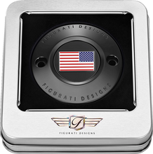 Load image into Gallery viewer, Figurati Designs Timing Cover - 2 Hole - American Flag - Reversed - Black - Back View