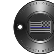 Load image into Gallery viewer, Figurati Designs Timing Cover - 2 Hole - Blue Line American Flag - Black - Side View