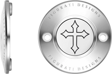 Load image into Gallery viewer, Figurati Designs Timing Cover - 2 Hole - Cross - Stainless Steel - Side View