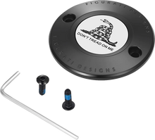 Load image into Gallery viewer, Figurati Designs Timing Cover - 2 Hole - Don't Tread on Me - Black - Main Product View