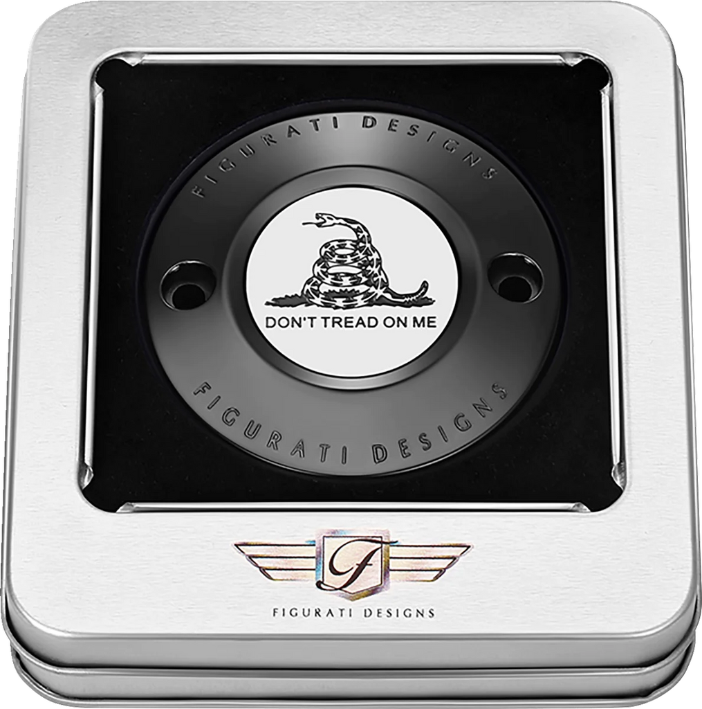 Figurati Designs Timing Cover - 2 Hole - Don't Tread on Me - Black - Back View