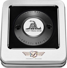 Load image into Gallery viewer, Figurati Designs Timing Cover - 2 Hole - Don't Tread on Me - Black - Back View
