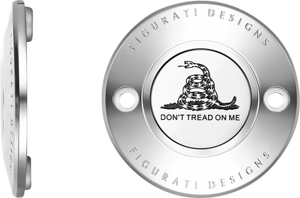 Figurati Designs Timing Cover - 2 Hole - Don't Tread on Me - Stainless Steel - Main Product View