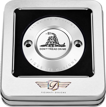 Load image into Gallery viewer, Figurati Designs Timing Cover - 2 Hole - Don't Tread on Me - Stainless Steel - Side View