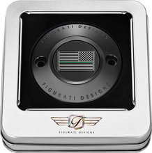Load image into Gallery viewer, Figurati Designs Timing Cover - 2 Hole - Green Line American Flag - Black - Back View