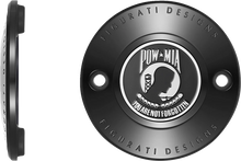 Load image into Gallery viewer, Figurati Designs Timing Cover - 2 Hole - POW MIA - Black - Side View