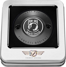 Load image into Gallery viewer, Figurati Designs Timing Cover - 2 Hole - POW MIA - Black - Back View