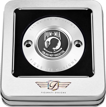 Load image into Gallery viewer, Figurati Designs Timing Cover - 2 Hole - POW MIA - Stainless Steel - Back View