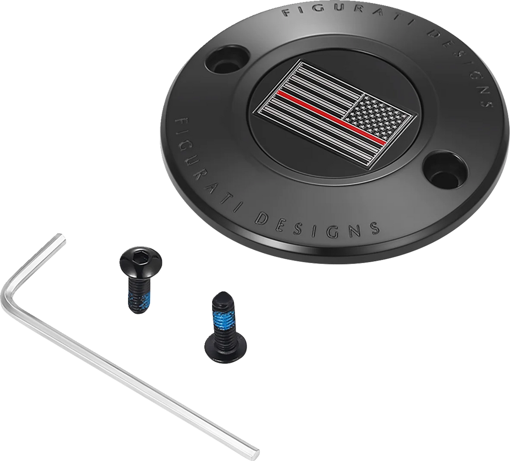 Figurati Designs Timing Cover - 2 Hole - Red Line American Flag - Black - Main Product View