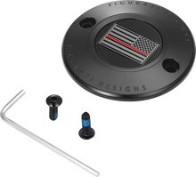 Load image into Gallery viewer, Figurati Designs Timing Cover - 2 Hole - Red Line American Flag - Black - Main Product View