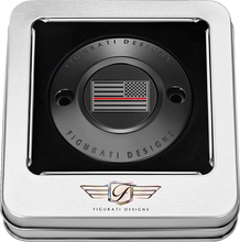 Load image into Gallery viewer, Figurati Designs Timing Cover - 2 Hole - Red Line American Flag - Black - Back View