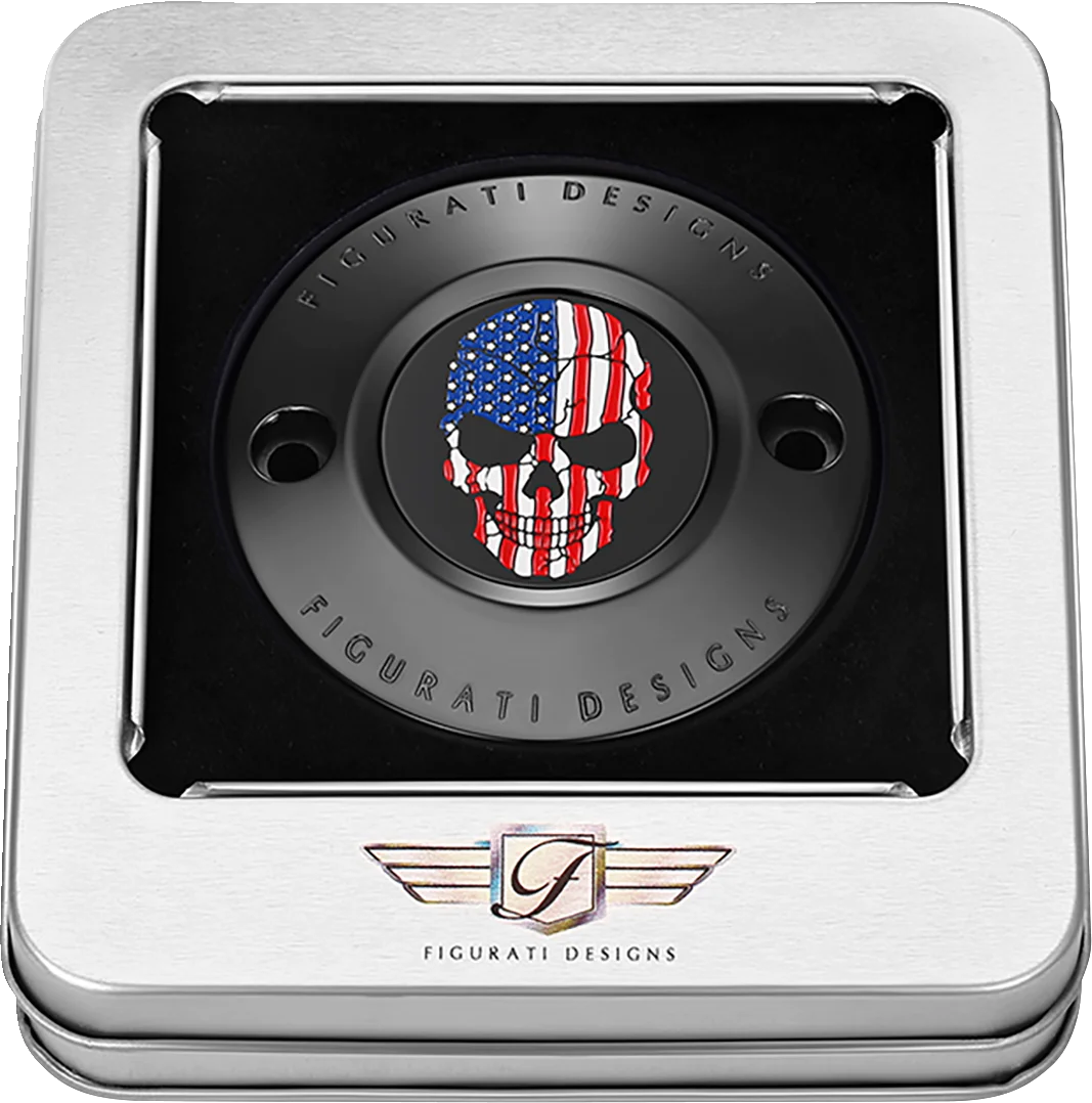 Figurati Designs Timing Cover - 2 Hole - Skull - Black - Back View