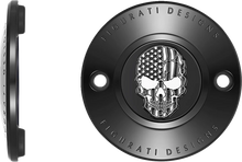 Load image into Gallery viewer, Figurati Designs Timing Cover - 2 Hole - Skull - Contrast Cut - Black - Side View