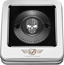 Load image into Gallery viewer, Figurati Designs Timing Cover - 2 Hole - Skull - Contrast Cut - Black - Back View