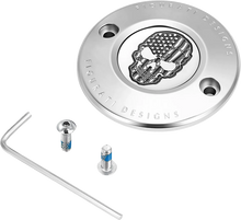Load image into Gallery viewer, Figurati Designs Timing Cover - 2 Hole - Skull - Contrast Cut - Stainless Steel - Main Product View