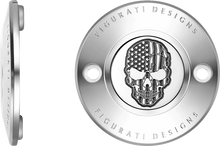 Load image into Gallery viewer, Figurati Designs Timing Cover - 2 Hole - Skull - Contrast Cut - Stainless Steel - Side View