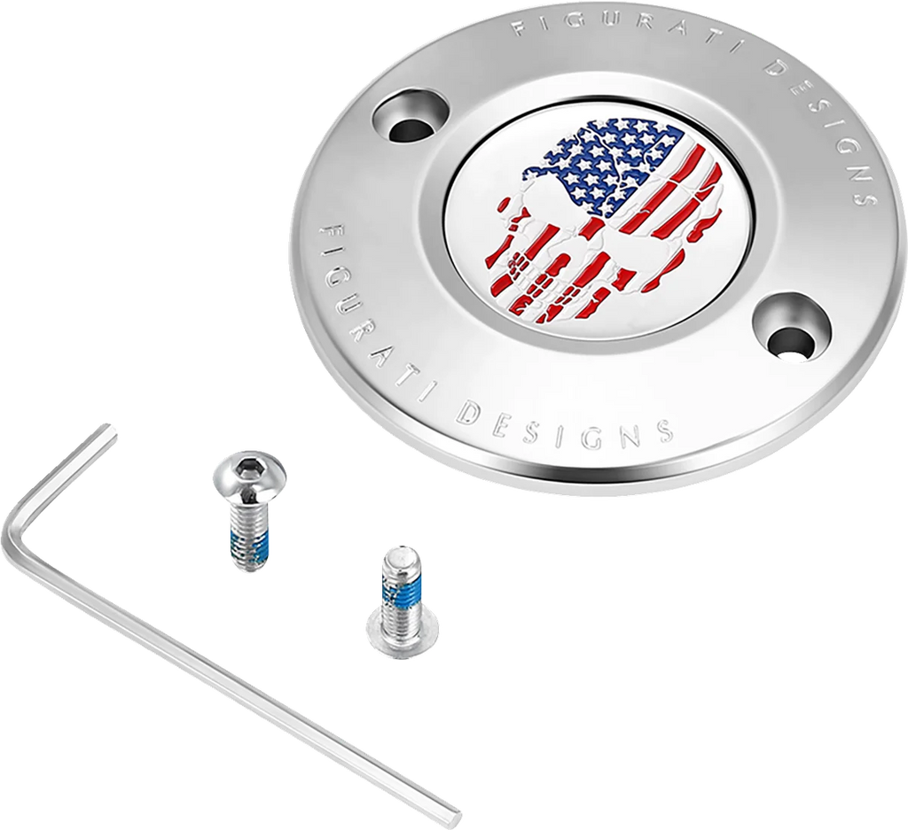 Figurati Designs Timing Cover - 2 Hole - Skull - Stainless Steel - Main Product View