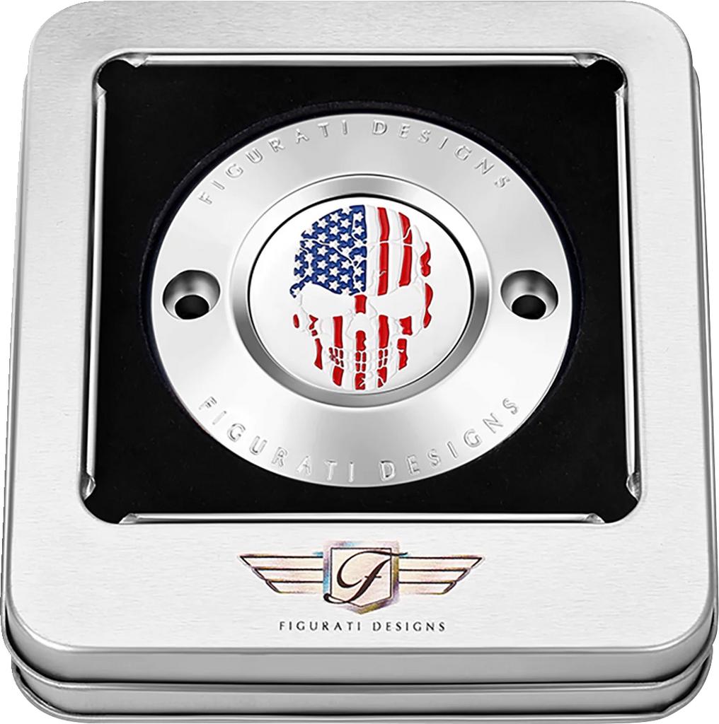 Figurati Designs Timing Cover - 2 Hole - Skull - Stainless Steel - Back View