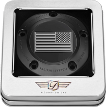 Load image into Gallery viewer, Figurati Designs Timing Cover - 5 Hole - American Flag - Contrast Cut - Black - Back View