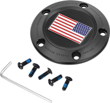 Load image into Gallery viewer, Figurati Designs Timing Cover - 5 Hole - American Flag - Reversed - Black - Main Product View