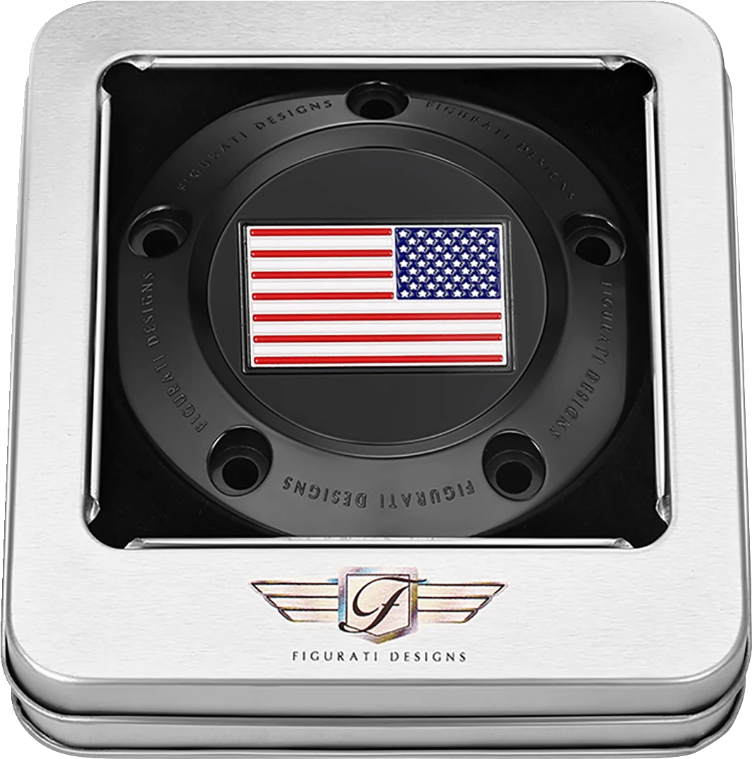 Figurati Designs Timing Cover - 5 Hole - American Flag - Reversed - Black - Back View