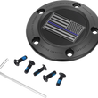 Load image into Gallery viewer, Figurati Designs Timing Cover - 5 Hole - Blue Line American Flag - Black - Main Product View