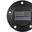 Load image into Gallery viewer, Figurati Designs Timing Cover - 5 Hole - Blue Line American Flag - Black - Side View