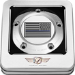 Load image into Gallery viewer, Figurati Designs Timing Cover - 5 Hole - Blue Line American Flag - Stainless Steel - Side View