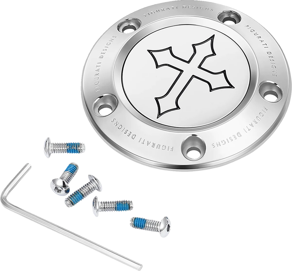 Figurati Designs Timing Cover - 5 Hole - Cross - Stainless Steel - Main Product View