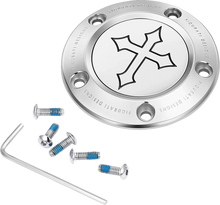 Load image into Gallery viewer, Figurati Designs Timing Cover - 5 Hole - Cross - Stainless Steel - Main Product View