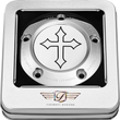 Load image into Gallery viewer, Figurati Designs Timing Cover - 5 Hole - Cross - Stainless Steel - Back View