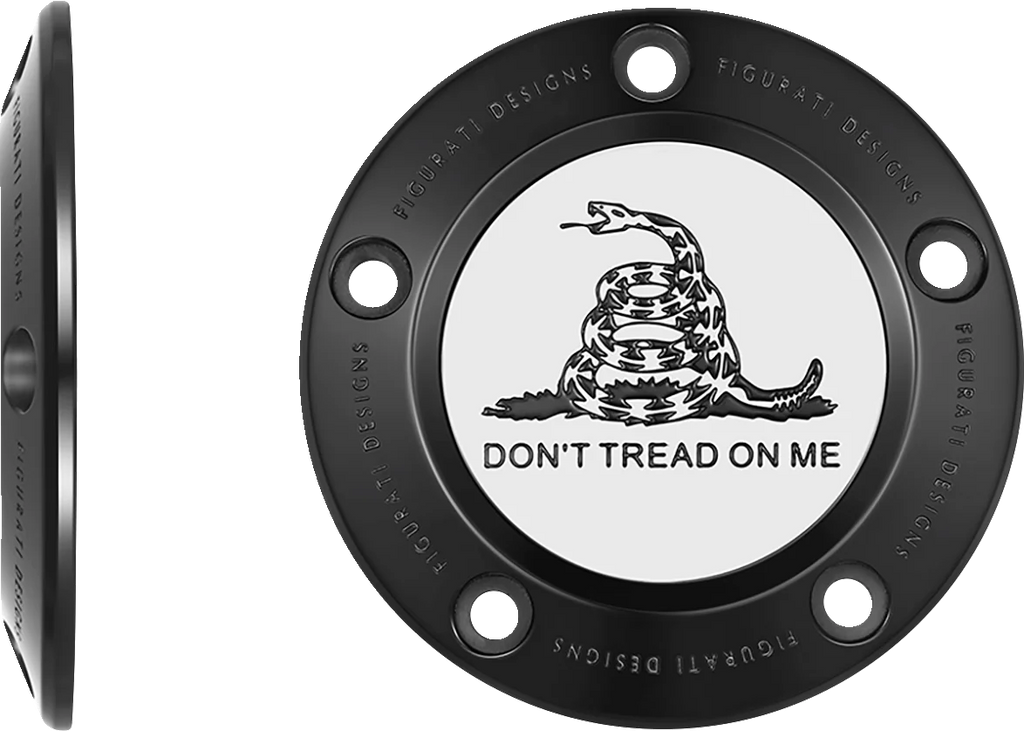 Figurati Designs Timing Cover - 5 Hole - Don't Tread on Me - Black - Side View