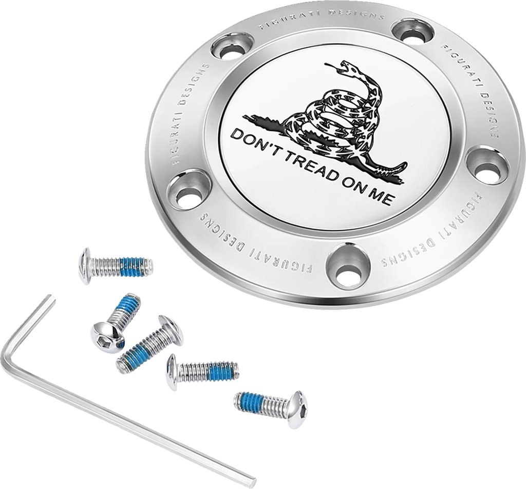 Figurati Designs Timing Cover - 5 Hole - Don't Tread on Me - Stainless Steel - Main Product View