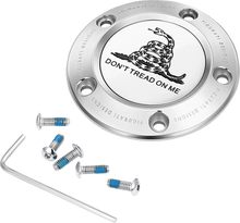 Load image into Gallery viewer, Figurati Designs Timing Cover - 5 Hole - Don't Tread on Me - Stainless Steel - Main Product View