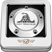 Load image into Gallery viewer, Figurati Designs Timing Cover - 5 Hole - Don't Tread on Me - Stainless Steel - Back View