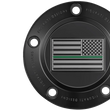 Load image into Gallery viewer, Figurati Designs Timing Cover - 5 Hole - Green Line American Flag - Black - Side View