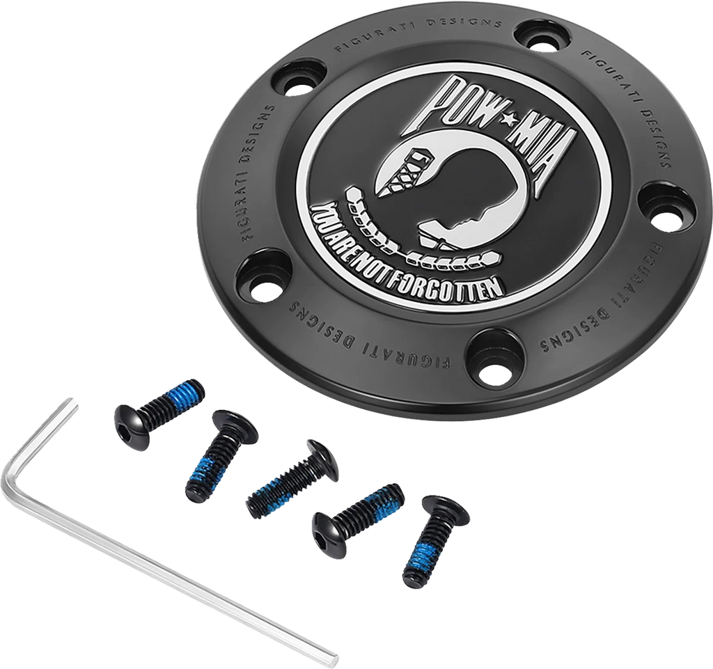 Figurati Designs Timing Cover - 5 Hole - POW MIA - Black - Main Product View