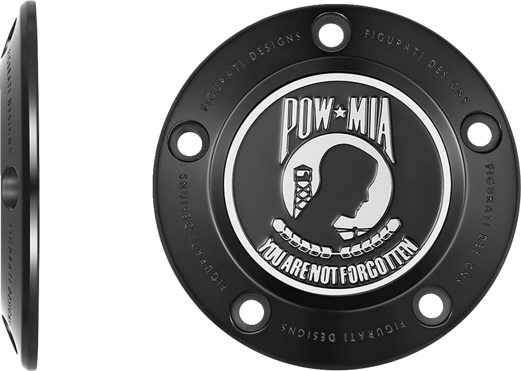 Figurati Designs Timing Cover - 5 Hole - POW MIA - Black - Side View