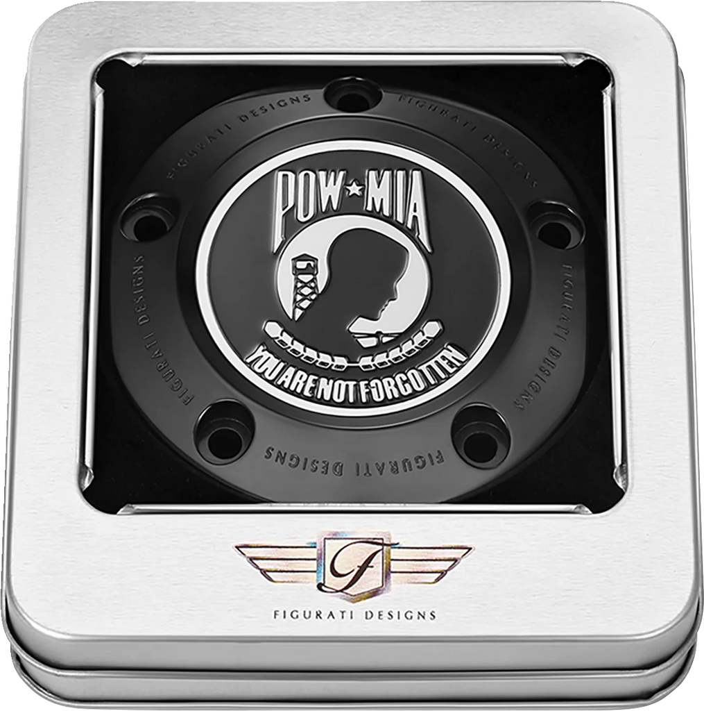 Figurati Designs Timing Cover - 5 Hole - POW MIA - Black - Back View