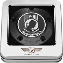 Load image into Gallery viewer, Figurati Designs Timing Cover - 5 Hole - POW MIA - Black - Back View
