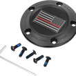 Load image into Gallery viewer, Figurati Designs Timing Cover - 5 Hole - Red Line American Flag - Black - Main Product View