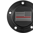 Load image into Gallery viewer, Figurati Designs Timing Cover - 5 Hole - Red Line American Flag - Black - Side View