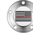 Load image into Gallery viewer, Figurati Designs Timing Cover - 5 Hole - Red Line American Flag - Stainless Steel - Side View