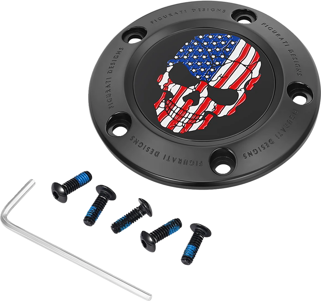 Figurati Designs Timing Cover - 5 Hole - Skull - Black - Main Product View