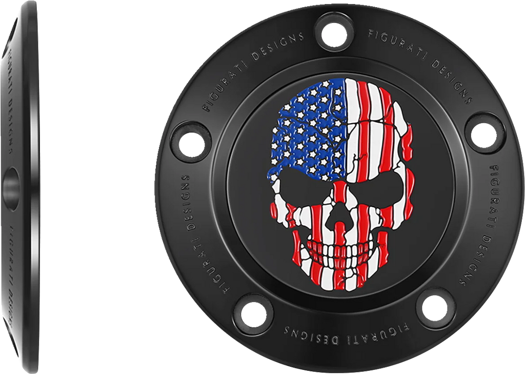 Figurati Designs Timing Cover - 5 Hole - Skull - Black - Side View