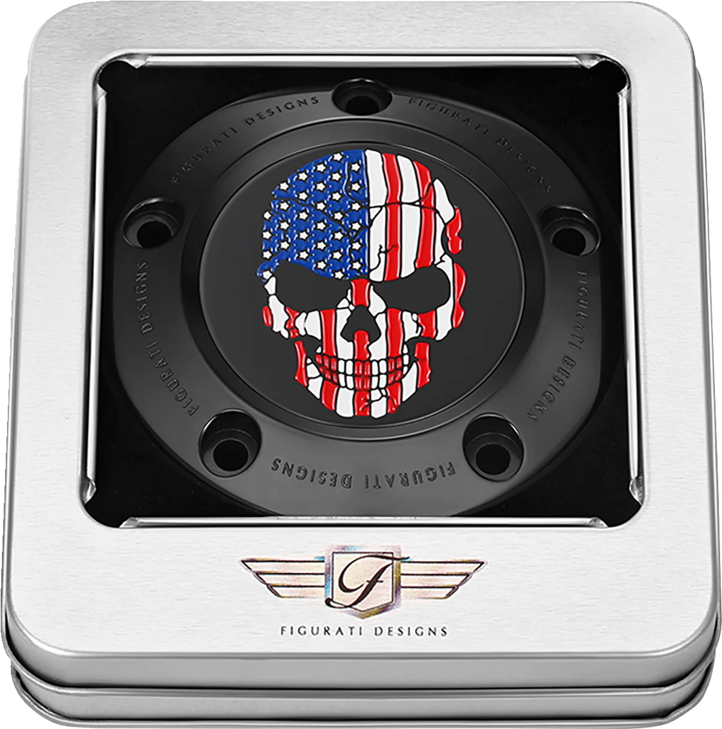 Figurati Designs Timing Cover - 5 Hole - Skull - Black - Back View