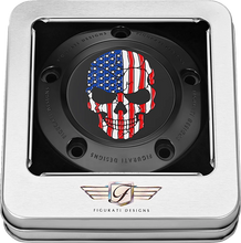 Load image into Gallery viewer, Figurati Designs Timing Cover - 5 Hole - Skull - Black - Back View