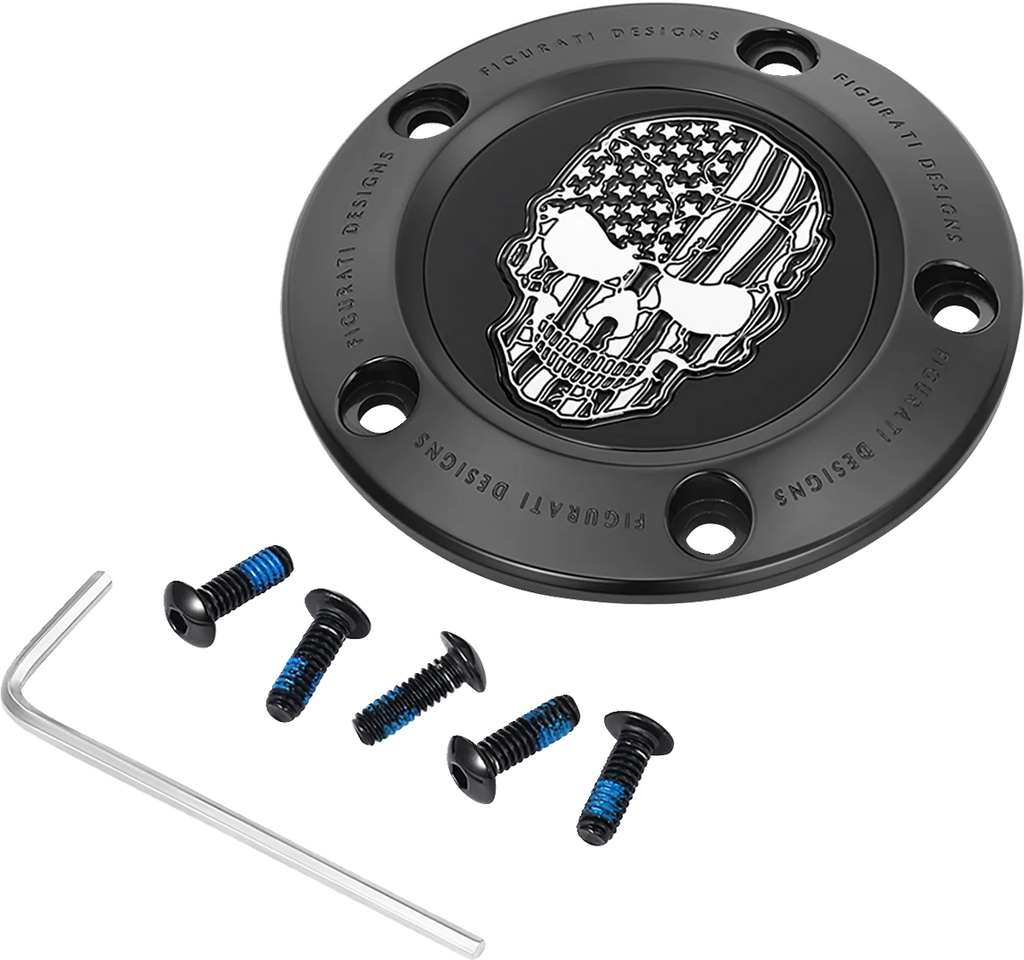 Figurati Designs Timing Cover - 5 Hole - Skull - Contrast Cut - Black - Main Product View