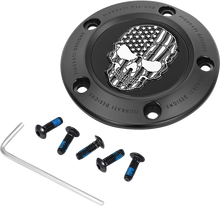 Load image into Gallery viewer, Figurati Designs Timing Cover - 5 Hole - Skull - Contrast Cut - Black - Main Product View