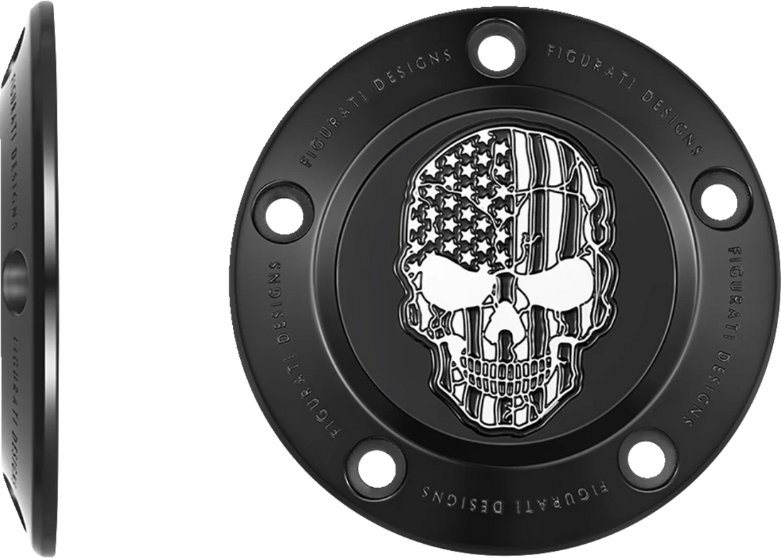 Figurati Designs Timing Cover - 5 Hole - Skull - Contrast Cut - Black - Side View